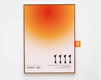 1111 print Angel Number Manifestation Energy 1111 poster Retro Mid century modern Gallery Wall Art Aura Print spiritual gift Gradient Design