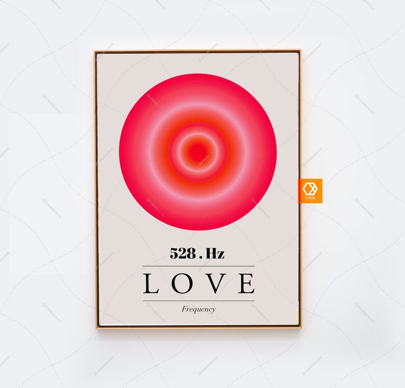 Aura Poster Love wall art Love reading Angel message Solfeggio Frequency art Spiritual gift healing gift gradient art Mid century modern art image 2