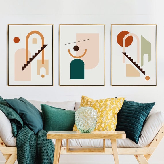 Abstract art set of 3 Modern Art Abstract wall art GALLERY | Etsy