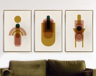 Mid Century Modern wall Art set of 3 Prints - FYBUR midcentury decor modern boho decor Scandinavian decor Abstract geometric wall art Africa
