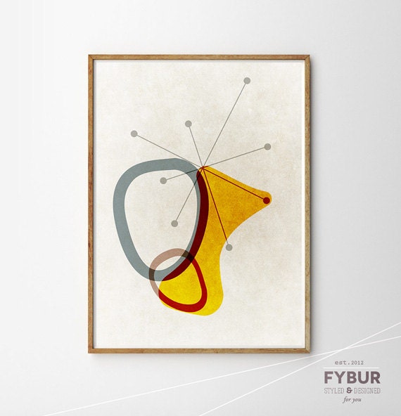 Mod art Midcentury art abstract art Retro print geometric wall art Scandinavian print Minimalist print Eames art abstract Wall decor Giclee