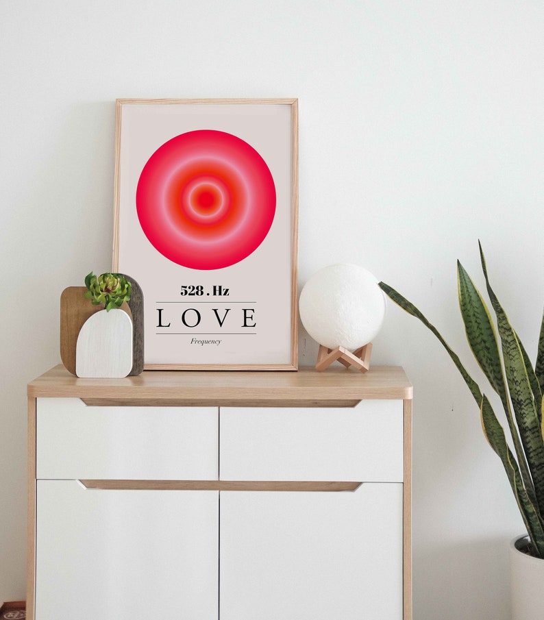 Aura Poster Love wall art Love reading Angel message Solfeggio Frequency art Spiritual gift healing gift gradient art Mid century modern art image 3