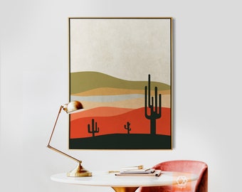 Abstract Desert Art Print Desert Sun Wall Art Modern Desert Poster Terracotta Wall Art Print Earth Tone Art Mid Century Modern Art Print