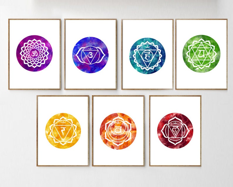 7 Chakras Wall Art, SET of 7 Chakras Art, Healing Gift, Mandala Wall ...