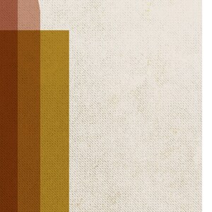 May include: Abstract geometric art print with a curved, rounded shape in shades of brown and gold. The background is a textured, off-white canvas.