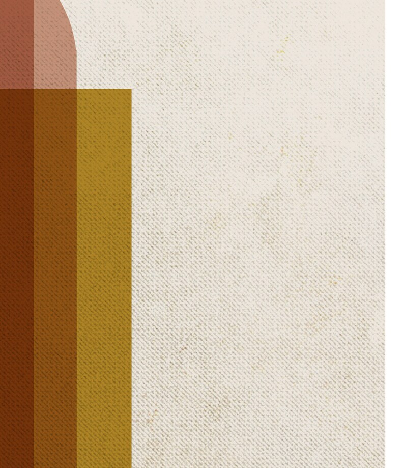 May include: Abstract geometric art print with a curved, rounded shape in shades of brown and gold. The background is a textured, off-white canvas.