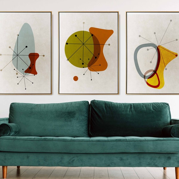 Sputnik Chandelier Druck Mid Century Modern Art Industrial Wandkunst Abstrakte Kunst Set Mid Century Modern Set Kunst Mid Century Modern Art Print