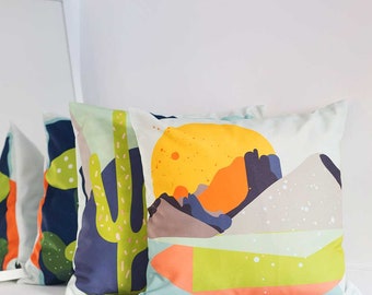 Landscape pillow case Desert Boho pillow case - Modern decor pillow, mountain print pillow summer decor colorful Decorative Throw pillows