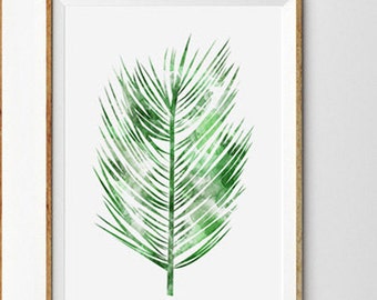 PALM Green Fern Poster Spring Garden Botanical Prints Fresh leaves summer Watercolor Palm leaf plant Art Scandinavian decor Nature decor