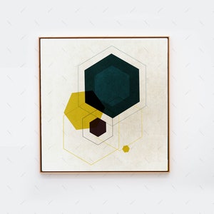 Hexagon Bestseller Mid century Modern wall art FYBUR, Retro geometric art Modern decor Scandinavian print Eames midcentury abstract Wall art image 1