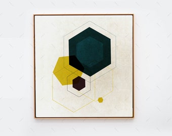Hexagon Bestseller Mid century Modern wall art FYBUR, Retro geometric art Modern decor Scandinavian print Eames midcentury abstract Wall art