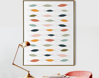 Fish wall art Mid Century print mid century Modern art print Nursery fish wall art Ocean print Modern Abstract shark art abstract whale art