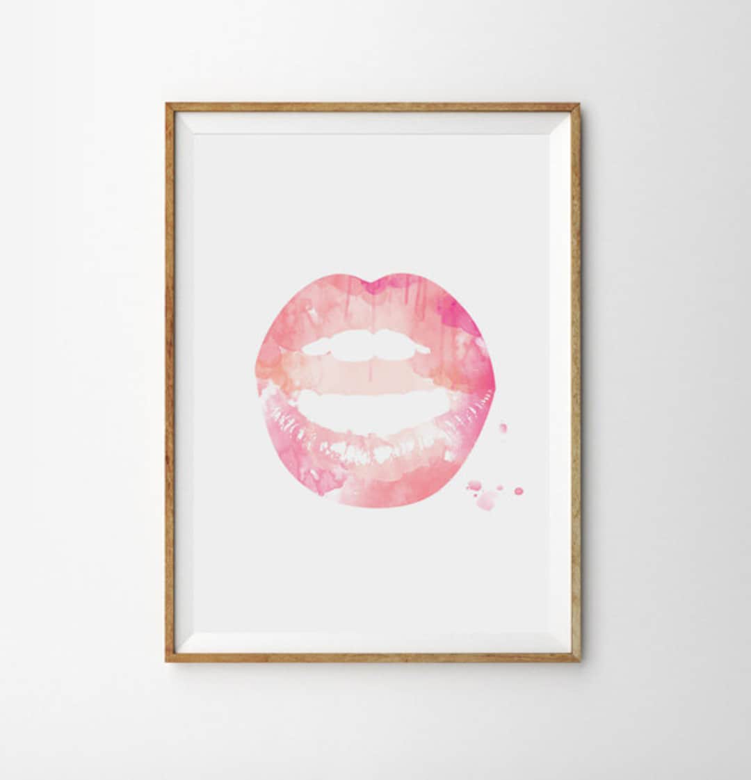 LIGHT PINK Lips Print Watercolor Lips Art Lips Art Lipstick Mark Paris ...