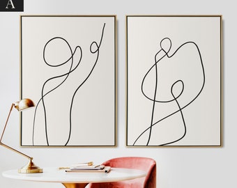 Mid Century Print Mid century Modern wall art Abstract Line art Figure Art set Mid Century Modern set Mid Century Modern Abstract Art Prints