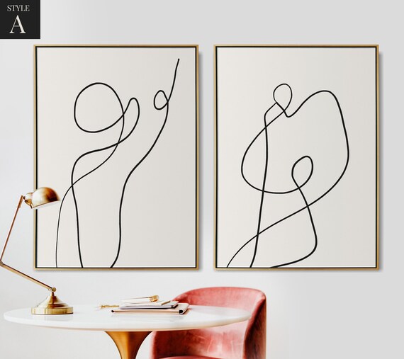 Mid Century Print Mid century Modern wall art Abstract Line art Figure Art set Mid Century Modern set Mid Century Modern Abstract Art Prints