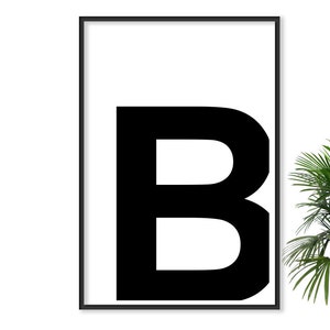 Bold CAPITAL Letter Poster Name Art Wall Letter Modern Decor Inspirational Print Modern Decor Black and white Minimalist Calligraphy Type