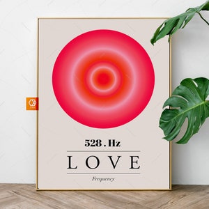 Aura Poster Love wall art Love reading Angel message Solfeggio Frequency art Spiritual gift healing gift gradient art Mid century modern art image 1