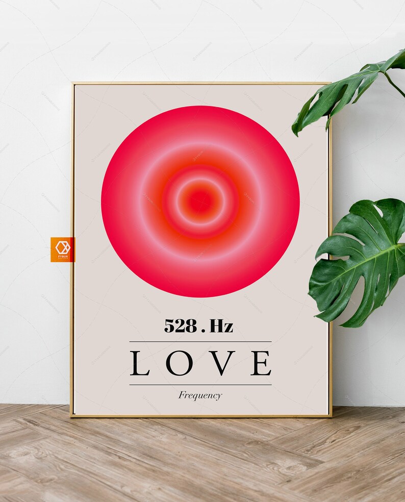 Aura Poster Love wall art Love reading Angel message Solfeggio Frequency art Spiritual gift healing gift gradient art Mid century modern art image 1