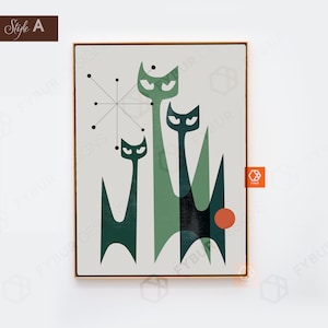 Midcentury Cats decor Cat Gift Cat poster Mid Century Modern Art Retro Cat Print Cat art Midcentury modern sputnik Cat art Cat lovers gift