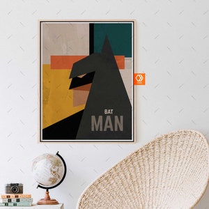 Retro Batman poster Superhero Mid-century modern Batman Movie poster, Vintage Batman Poster Prints, minimalist Bat man print movie posters image 5