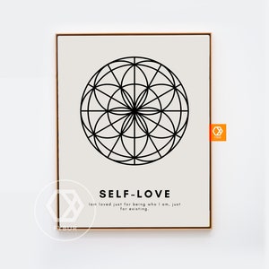 Self love Affirmations Mandala wall art Spiritual decor mindfulness gift Affirmations wall art Manifestation decor Spiritual wall art image 1