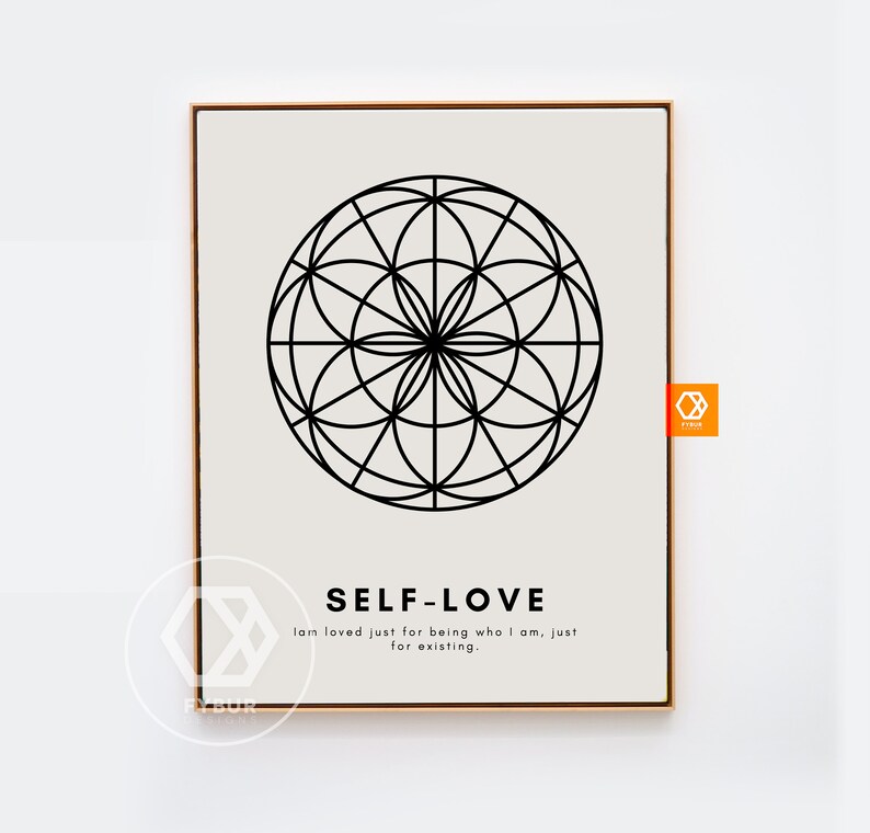 Self love Affirmations Mandala wall art Spiritual decor mindfulness gift Affirmations wall art Manifestation decor Spiritual wall art image 1