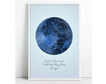 Star Map Galaxy Print, Astronomy Poster Moon Constellation Print night Sky Vintage Constellation Map Stars Inspirational Print NURSERY print