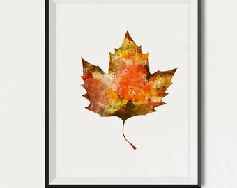 Oak Leaf art Leaf prints Fall wall art Watercolor Fall art Foliage print fall prints leaf art Fall wall Decor Autumn art Thanksgiving gift