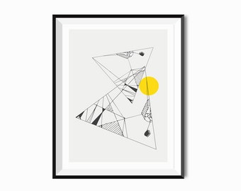 Neutral Abstract Minimalist wall art - black and white art line drawing Geometric Decor Boho Modern Giclee art Fybur art neutral wall art