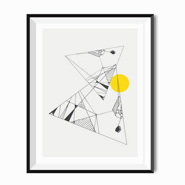 Neutral Abstract Minimalist wall art - black and white art line drawing Geometric Decor Boho Modern Giclee art Fybur art neutral wall art