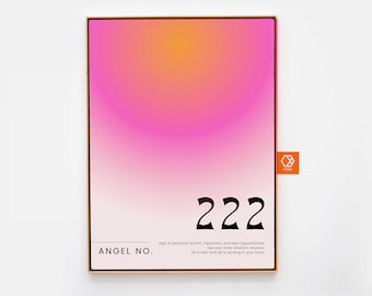 222 Angel Number Print Aura wall art Meditation wall art numerology Altar Art Energy art Law of attraction gradient Art Retro spiritual gift