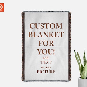 Anpassbare gewebte Decke Fügen Sie Ihr FOTO oder TEXT | Personalisierbares Deckengeschenk Individuelles Geschenk | Personalisiertes Geschenk für Frau Geschenk für Eltern