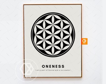 Flower of life decor - life flower poster Unity Oneness poster 1111 Affirmations wall art Spiritual awakening Manifestation decor Yoga gift