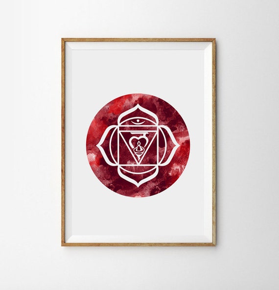 ROOT Chakra art Yoga Art Mantra print Reiki decor Medallion print Mandala Art Boho wall decor gypsy art Watercolor wall art Meditation art