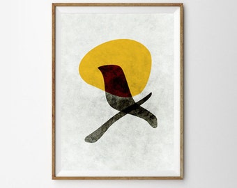 Abstrakte Kunst Vogel Kunst Skandinavischer Druck Retro Plakat Geometrischer Druck Midcentury Kunst Minimalistischer Druck Giclée Druck Wandkunst Eames Druck