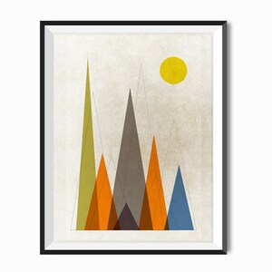 Geometric Mountain Art Retro Print Mountains are calling Triangle minimalist Mountain Print Mountain Poster Nursery Mid Century Modern Decor