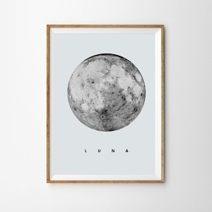 Luna Print Full Moon Poster Geometric Art Super Moon Sky Space Stars Geometric Decor Astronomy Science Wall Art moon Decor Dreamy luna lunar