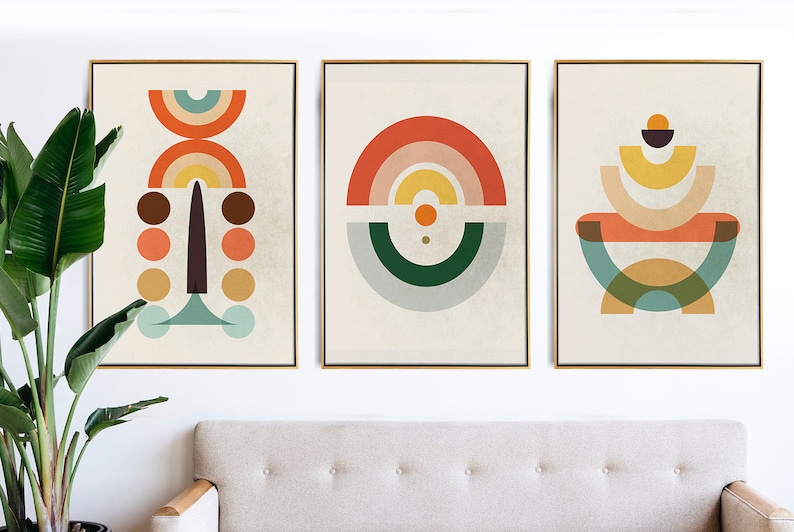 Mid-century Modern Wall Art Retro Decor Mid Century Modern Set - Etsy