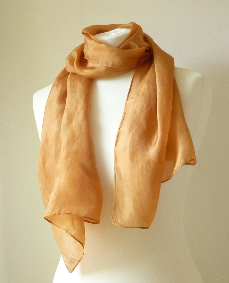 Burnt orange silk scarf burnt orange scarf natural dye scarf Etsy