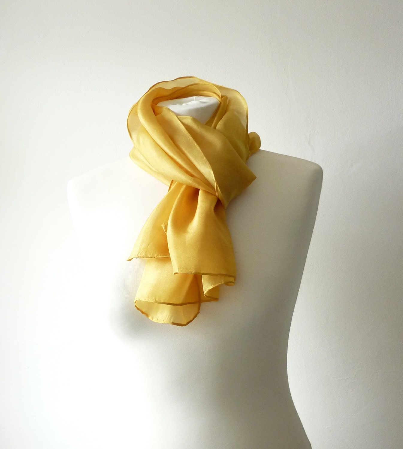 gold scarf gold silk scarf yellow scarf yellow silk scarf Etsy