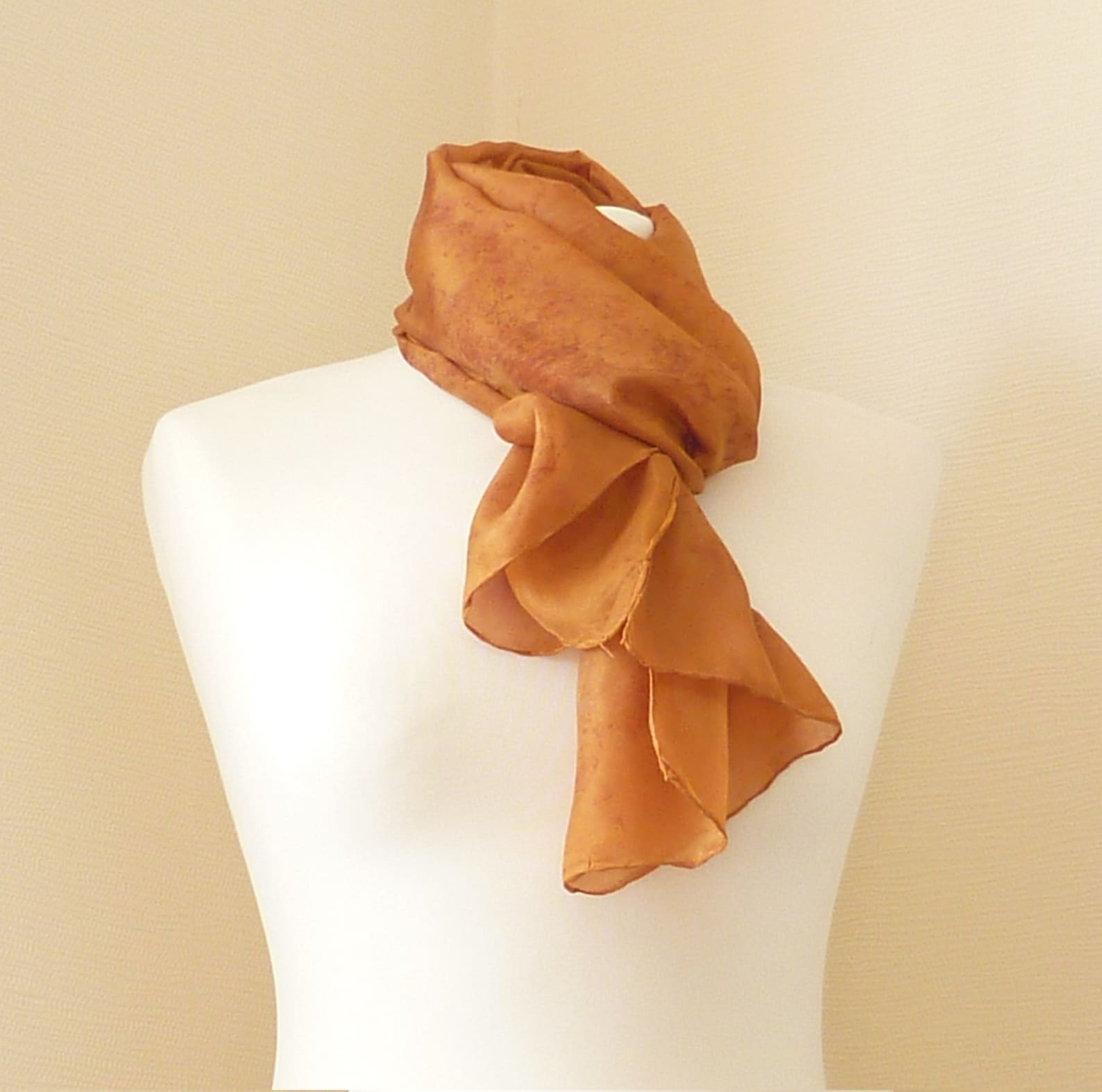 LONG orange silk scarf warm orange silk scarf hand dyed orange Etsy