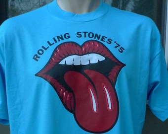 1975 Rolling Stones Single Stitch Shirt (C) Licensed by Roach '75 * Mens XL (48)