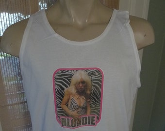 Size L (44) ** 1980s Blondie Tank Top Shirt (Single Sided) (Single Stitched) (C) Licensed by Roach, 1982