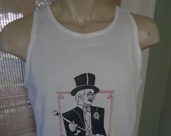 Size L (44) ** 1970s Elton John Tank Top Shirt (Single Sided) (Single Stitched) (C) Licensed by Roach, 1977