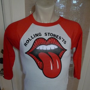 Size S (36) ** 1975 Rolling Stones Shirt (Single Sided) (Single Stitched) (C) Licensed by Roach, 1975 **