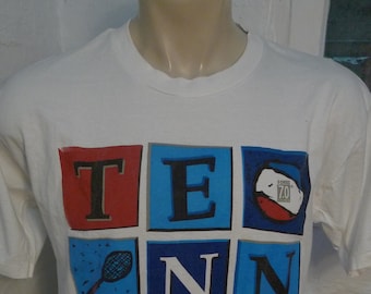 Size L (44) ** 1990s K-Swiss Tennis Shirt (Double Sided) (Single Stitched)