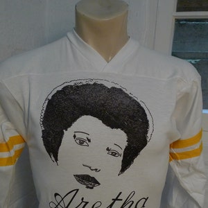 Size M (40) ** Dated 1973 Aretha Franklin Jersey Shirt (Single Sided) (Single Stitched) (Unworn) Licensed by Roach (C) 1973