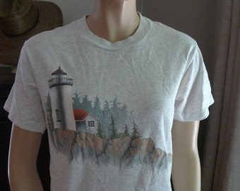 1990 Maine Lighthouse Single Stitch Shirt * Petit pour femme (35)