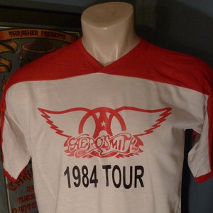 1984 Aerosmith Single Stitch Shirt (C) Licensed by Roach &#39;82 * Men&#39;s L (44)