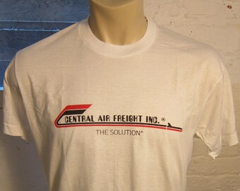 1980er Jahre Trucker&#39;s Central Air Freight Single Stich Hemd * Herren XL (46)